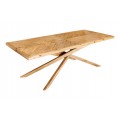 Stylov&yacute; masivn&iacute; venkovsk&yacute; obd&eacute;ln&iacute;kov&yacute; j&iacute;deln&iacute; stůl Arix v hněd&eacute; barvě s překř&iacute;žen&yacute;mi nožičkami a parkertov&yacute;m designem 200 cm
