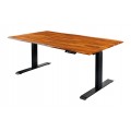 Industriální psací stůl Mammut s výškově nastavitelným mechanismem z masivního akáciového dřeva v hnědé barvě s černou kovovou konstrukcí