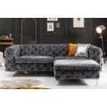 Luxusn&iacute; chesterfield tř&iacute;m&iacute;stn&aacute; sedačka Modern Barock v tmavě &scaron;ed&eacute; barvě se sametov&yacute;m potahem 240cm