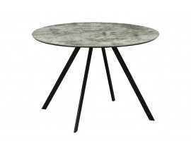 Industri&aacute;ln&iacute; kulat&yacute; kovov&yacute; j&iacute;deln&iacute; stůl Mefar s mramorov&yacute;m &scaron;ed&yacute;m designem s čern&yacute;mi nožičkami 100 cm