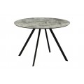 Industri&aacute;ln&iacute; kulat&yacute; kovov&yacute; j&iacute;deln&iacute; stůl Mefar s mramorov&yacute;m &scaron;ed&yacute;m designem s čern&yacute;mi nožičkami 100 cm