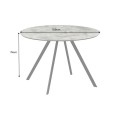 Industri&aacute;ln&iacute; kulat&yacute; kovov&yacute; j&iacute;deln&iacute; stůl Mefar s mramorov&yacute;m &scaron;ed&yacute;m designem s čern&yacute;mi nožičkami 100 cm
