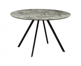 Industriální kulatý kovový jídelní stůl Mefar s vrchní mramorovou deskou v šedé barvě s černými nožičkami 120 cm