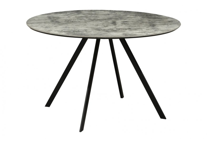 Industri&aacute;ln&iacute; kulat&yacute; kovov&yacute; j&iacute;deln&iacute; stůl Mefar s vrchn&iacute; mramorovou deskou v &scaron;ed&eacute; barvě s čern&yacute;mi nožičkami 120 cm