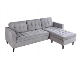 Modern&iacute; tř&iacute;m&iacute;stn&aacute; univerz&aacute;ln&iacute; rohov&aacute; sedačka Sallen v &scaron;ed&eacute; barvě s man&scaron;estrov&yacute;m mikrovl&aacute;knov&yacute;m potahem a čtvercov&yacute;m pro&scaron;&iacute;v&aacute;n&iacute;m s vysok&yacute;mi čern&yacute;mi nožičkami