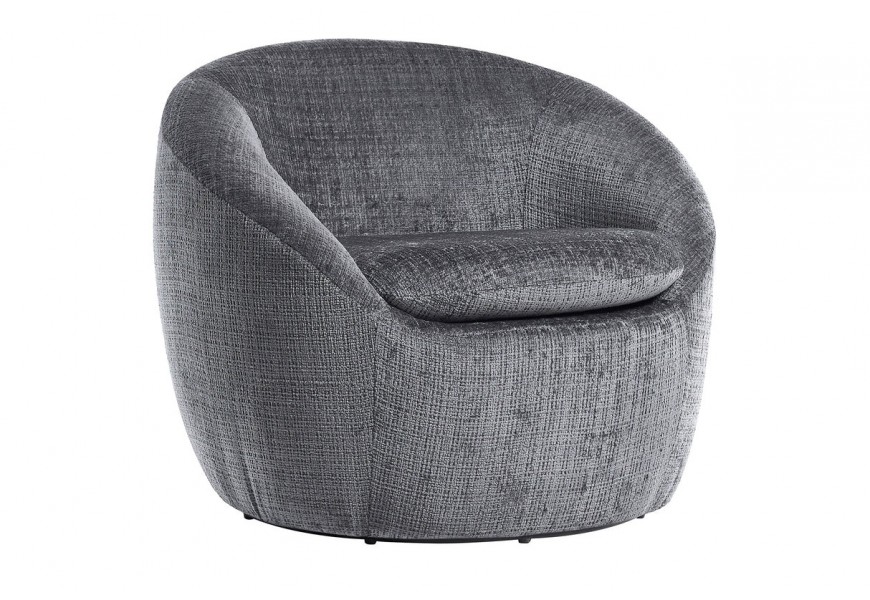 Art deco geometrické křeslo Elias v kulatém tvaru s otočným systémem s šedým žinylkovým potahem