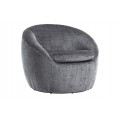 Art deco geometrické křeslo Elias v kulatém tvaru s otočným systémem s šedým žinylkovým potahem