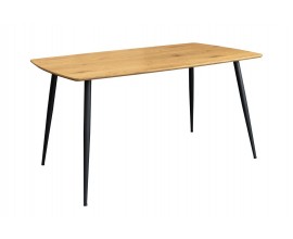Modern&iacute; obd&eacute;ln&iacute;kov&yacute; hněd&yacute; j&iacute;deln&iacute; stůl Maison s dubov&yacute;m vzhledem a čern&yacute;mi kovov&yacute;mi mat&yacute;mi nožičkami 140 cm
