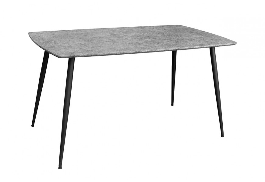 Moderní jídelní stůl Maison v obdélníkovém tvaru s vrchní deskou s mramorovým designem v šedé barvě se zaoblenými hranami a nožičkami v černé barvě z kovu