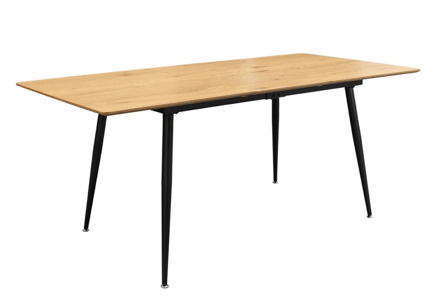 Industri&aacute;ln&iacute; obd&eacute;ln&iacute;kov&yacute; hněd&yacute; rozkl&aacute;dac&iacute; j&iacute;deln&iacute; stůl Maison s dubov&yacute;m vzhledem a čern&yacute;mi kovov&yacute;mi nožičkami 120-160 cm