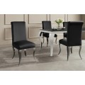 Designov&aacute; modern&iacute; j&iacute;deln&iacute; židle Modern Barock s kabriolov&yacute;mi nohama ve stř&iacute;brn&eacute; barvě s čern&yacute;m sametov&yacute;m potahem 105 cm