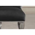 Designov&aacute; modern&iacute; j&iacute;deln&iacute; židle Modern Barock s kabriolov&yacute;mi nohama ve stř&iacute;brn&eacute; barvě s čern&yacute;m sametov&yacute;m potahem 105 cm