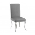 Barokní glamour jídelní židle Modern Barock s chromovými kabriolovými nohama v šedém sametovém čalounění a bez opěrek na ruce