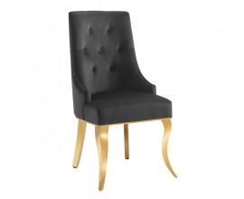 Modern&iacute; j&iacute;deln&iacute; židle v barokn&iacute;m stylu Gold Barock zlat&aacute;/čern&aacute; s klepadlem ve tvaru hlavy lva 102cm