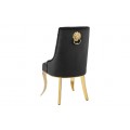 Designov&aacute; glamour j&iacute;deln&iacute; židle Gold Barock s kabriolov&yacute;ma nohama ve zlat&eacute; barvě a čern&yacute;m sametov&yacute;m potahem 100 cm