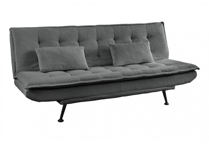 Modern&iacute; obd&eacute;ln&iacute;kov&aacute; rozkl&aacute;dac&iacute; čalouněn&aacute; tř&iacute;m&iacute;stn&aacute; sedačka Manchester v tmavě &scaron;ed&eacute; barvě s man&scaron;estrov&yacute;m potahem 190 cm