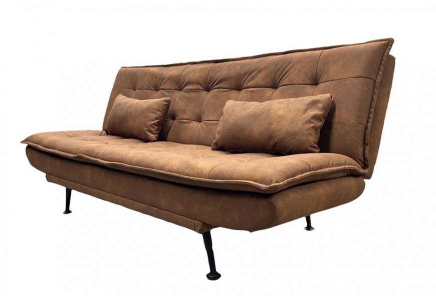 Modern&iacute; hněd&aacute; rozkl&aacute;dac&iacute; tř&iacute;m&iacute;stn&aacute; obd&eacute;ln&iacute;kov&aacute; sedačka Manchester s pro&scaron;&iacute;v&aacute;n&iacute;m s mikrovl&aacute;knov&yacute;m potahem 190 cm