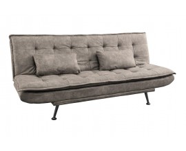 Skandin&aacute;vsk&aacute; rozkl&aacute;dac&iacute; tř&iacute;m&iacute;stn&aacute; sedačka Manchester s potahem z mikrovl&aacute;kna v hněd&eacute; barvě s pro&scaron;&iacute;v&aacute;n&iacute;m ve čtvercov&eacute;m tvaru s kovov&yacute;mi čern&yacute;mi nožičkami