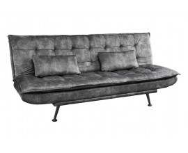 Modern&iacute; rozkl&aacute;dac&iacute; sametov&aacute; obd&eacute;ln&iacute;kov&aacute; pohovka v &scaron;ed&eacute; barvě s lemov&aacute;n&iacute;m se dvěma obd&eacute;ln&iacute;kov&yacute;mi pol&scaron;t&aacute;ři s kovov&yacute;mi nožičkami v čern&eacute; barvě