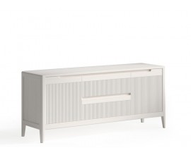 Luxusn&iacute; art deco masivn&iacute; obd&eacute;ln&iacute;kov&yacute; TV stolek Tallin se dvěma vroubkovan&yacute;mi dv&iacute;řky a dvěma z&aacute;suvkami 150 cm