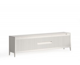 Luxusn&iacute; modern&iacute; čtyřdveřov&yacute; TV stolek Tallin s vroubkovan&yacute;m čelem s mramorovou deskou 231 cm