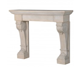 Vintage mramorov&yacute; krbov&yacute; r&aacute;m Moreno s bohat&yacute;m antick&yacute;m zdoben&iacute;m b&iacute;l&eacute; kr&eacute;mov&eacute; barvy 136cm