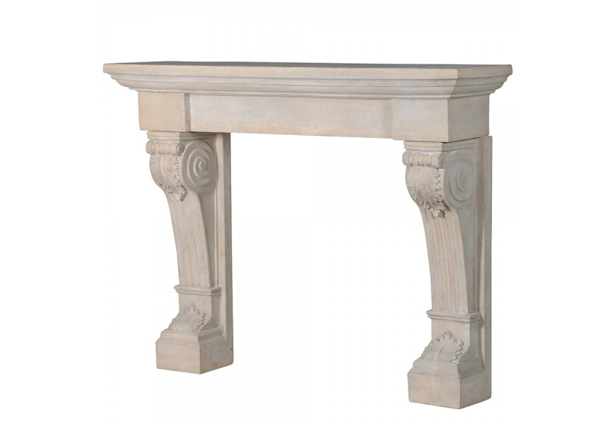 Vintage mramorov&yacute; krbov&yacute; r&aacute;m Moreno s bohat&yacute;m antick&yacute;m zdoben&iacute;m b&iacute;l&eacute; kr&eacute;mov&eacute; barvy 136cm