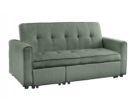 Moderní čalouněná dvoumístná rozkládací sedačka Lefan s manšestrovým tmavozeleným potahem a čtvercovým prošíváním 180 cm