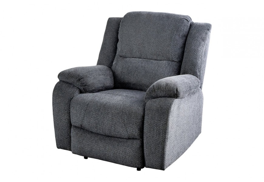 Moderní čalouněné rozkládací křeslo Phoenix v tmavě šedé barvě s jemným prošíváním a boční pákou pro zvednutí opěrky na nohy