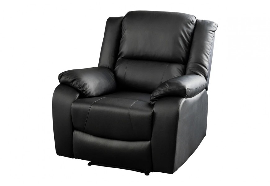 Moderní eko kožené čalouněné křeslo Phoenix v černé barvě s boční pákou pro zvednutí opěrky