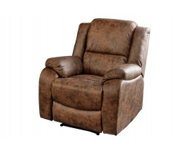 Modern&iacute; rozkl&aacute;dac&iacute; kino křeslo Phoenix z eko kůže v hněd&eacute; barvě s v&yacute;klopnou opěrkou na nohy