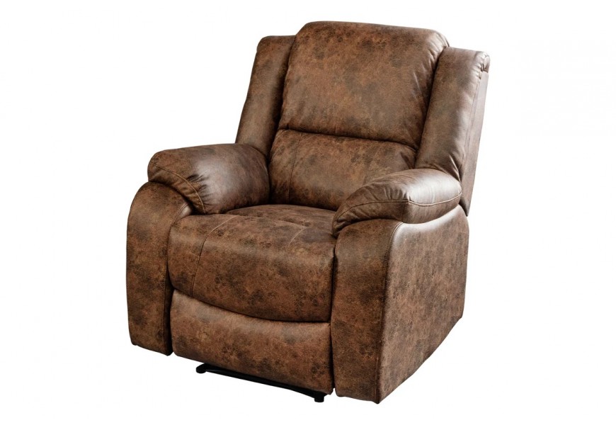 Moderní rozkládací kino křeslo Phoenix z eko kůže v hnědé barvě s výklopnou opěrkou na nohy