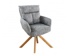 Modern&iacute; otočn&aacute; čalouněn&aacute; &scaron;ed&aacute; j&iacute;deln&iacute; židle Dover s dubovou hnědou podnož&iacute; a žinylkov&yacute;m potahem 92 cm