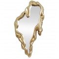 Glamour nástěnné závěsné zrcadlo Rubia v atypickém tvaru s roztátým designem s plastickým zlatým rámem s lesklým hladkým povrchem