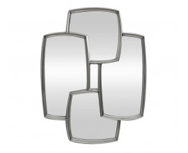 Glamour atypické závěsné zrcadlo Mijak s tenkým stříbrným rámem se čtyřmi zrcadlovými plochami 90 cm