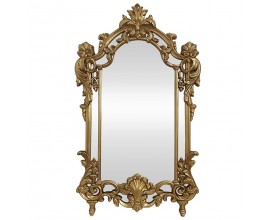 Glamour barokní obdélníkové závěsné zrcadlo Garin s klenutým obloukem a zlatým dekorativním rámem 150 cm