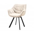 Designov&aacute; sametov&aacute; otočn&aacute; j&iacute;deln&iacute; židle Monzana v &scaron;ampaňsk&eacute; b&eacute;žov&eacute; barvě s čern&yacute;mi kovov&yacute;mi nožičkami 80 cm