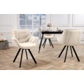 Designov&aacute; sametov&aacute; otočn&aacute; j&iacute;deln&iacute; židle Monzana v &scaron;ampaňsk&eacute; b&eacute;žov&eacute; barvě s čern&yacute;mi kovov&yacute;mi nožičkami 80 cm