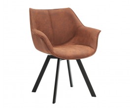 Industri&aacute;ln&iacute; otočn&aacute; čalouněn&aacute; eko kožen&aacute; j&iacute;deln&iacute; židle Monzana s čern&yacute;mi kovov&yacute;mi nožičkami 80 cm