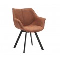 Industri&aacute;ln&iacute; otočn&aacute; čalouněn&aacute; eko kožen&aacute; j&iacute;deln&iacute; židle Monzana s čern&yacute;mi kovov&yacute;mi nožičkami 80 cm
