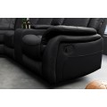 Luxusn&iacute; pětim&iacute;stn&aacute; čern&aacute; eko kožen&aacute; sedačka Phoenix s drž&aacute;ky na sklenice a &uacute;ložn&yacute;m prostorem 270 cm