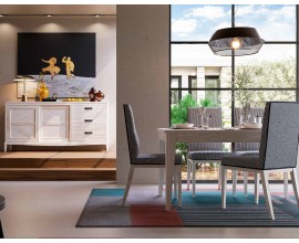 Luxusn&iacute; venkovsk&aacute; masivn&iacute; sestava n&aacute;bytku do j&iacute;delny Quebec s rozkl&aacute;dac&iacute;m obd&eacute;ln&iacute;kov&yacute;m j&iacute;deln&iacute;m stolem a čalouněn&yacute;mi židlemi s př&iacute;born&iacute;kem s do oblouku vyřez&aacute;vanou spodn&iacute; li&scaron;tou