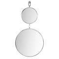 Glamour kulat&eacute; z&aacute;věsn&eacute; zrcadlo Sonia se dvěma zrcadlov&yacute;mi kruhy s tenk&yacute;m kovov&yacute;m stř&iacute;brn&yacute;m r&aacute;mem 118 cm