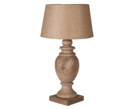 Klasick&aacute; vyřez&aacute;van&aacute; hněd&aacute; nočn&iacute; lampa s nohou z mangov&eacute;ho dřeva s designem v&aacute;zy se čtvercovou podstavou se st&iacute;n&iacute;tkem z juty ve v&aacute;lcov&eacute;m tvaru