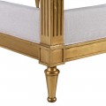 Luxusn&iacute; glamour manželsk&aacute; postel Dimitrie s masivn&iacute; mahagonovou zlatou konstrukc&iacute; se sloupy a b&eacute;žov&yacute;m lněn&yacute;m čelem 163 cm