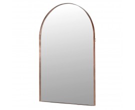 Luxusn&iacute; modern&iacute; vysok&eacute; glamour z&aacute;věsn&eacute; zrcadlo Melfa v obd&eacute;ln&iacute;kov&eacute;m tvaru s obloukov&yacute;m vrchem s tenk&yacute;m r&aacute;mem z kovu v měděn&eacute; barvě