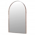 Luxusní moderní vysoké glamour závěsné zrcadlo Melfa v obdélníkovém tvaru s obloukovým vrchem s tenkým rámem z kovu v měděné barvě