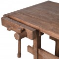 Venkovsk&yacute; obd&eacute;ln&iacute;kov&yacute; masivn&iacute; pracovn&iacute; stůl Guria z hněd&eacute;ho dřeva se truhl&aacute;řsk&yacute;mi svorkami 255 cm