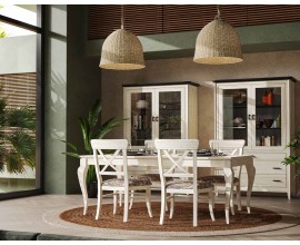 Luxusní klasická sestava jídelního nábytku Genova z masivního dřeva s vyřezávanými detaily