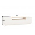 Skandin&aacute;vsk&yacute; obd&eacute;ln&iacute;kov&yacute; dvoudveřov&yacute; TV stolek Attica v b&iacute;l&eacute; barvě se z&aacute;suvkou a dubovou polic&iacute; 160 cm